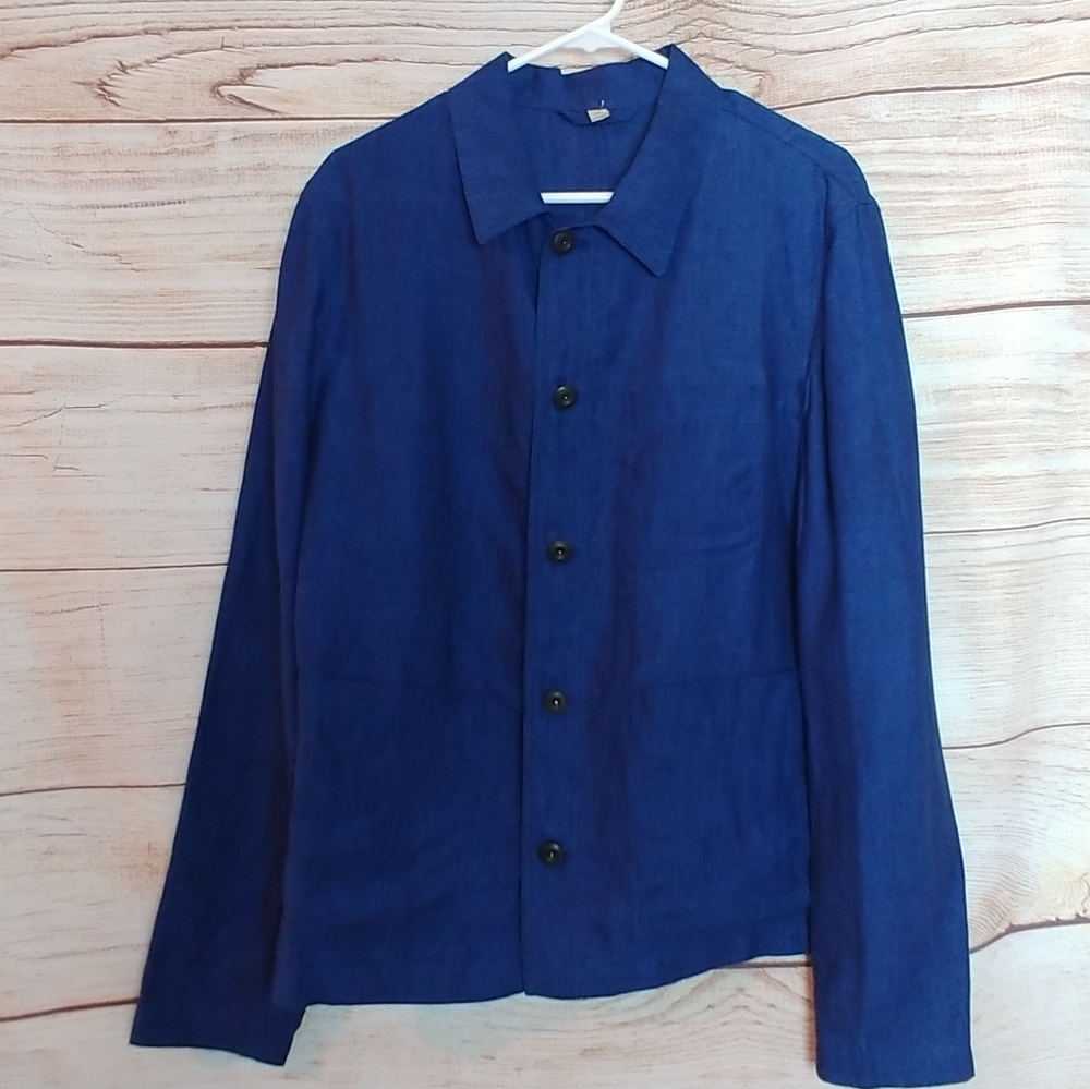 New Burberry linen Workwear jacket men's blue nwot - Picture 3 of 6